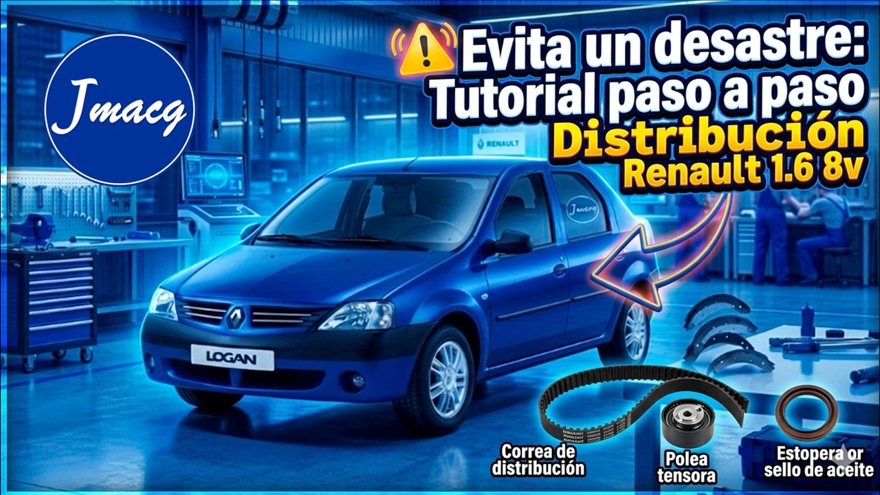 Cambio correa de distribución y estopera o sello de aceite árbol de leva Renault Logan K7M