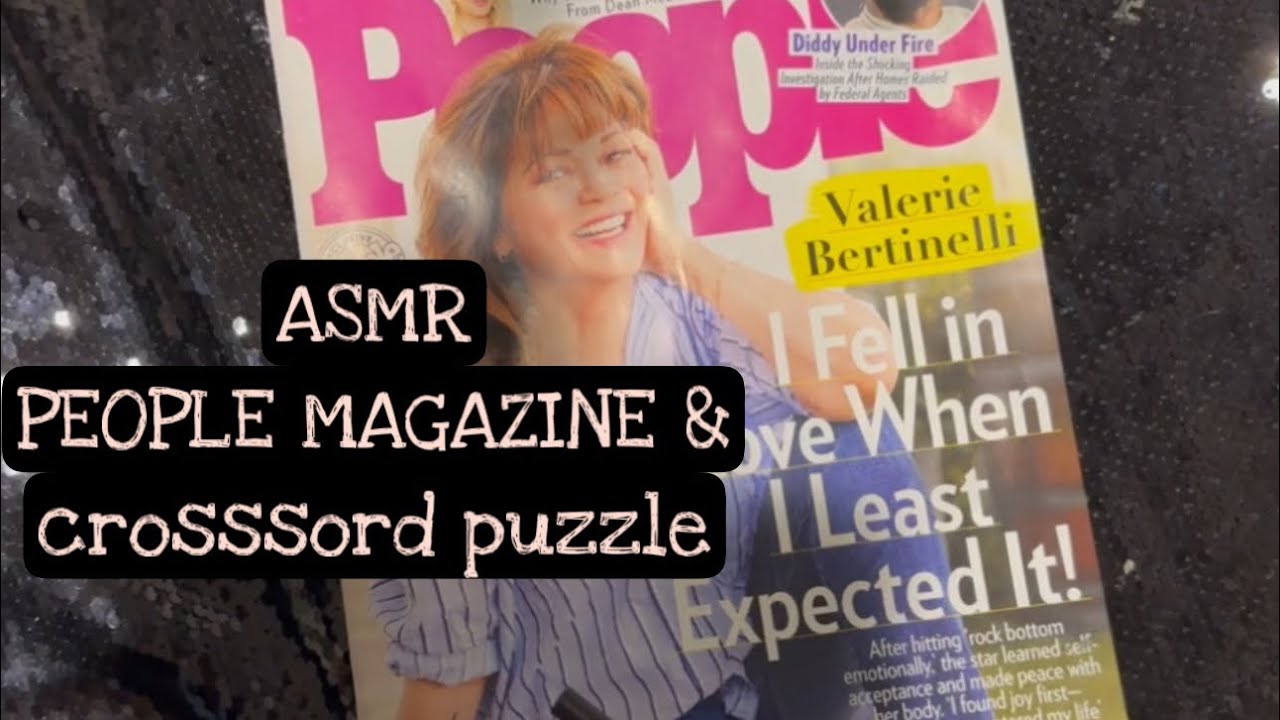 ASMR: People Magazine flip thru and Crossword Puzzle 🧩 (whisper/ page turning)