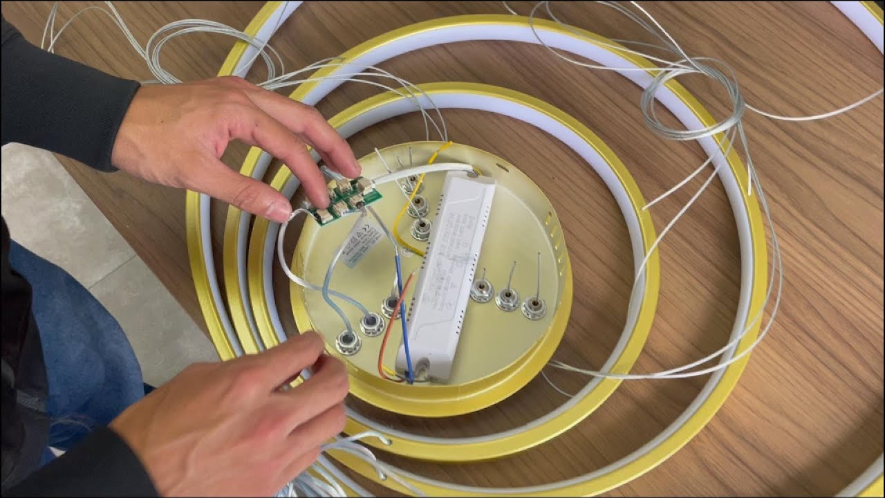 Como montar um Lustre Led Moderno Pendente Anéis Led 89w 3 Arcos