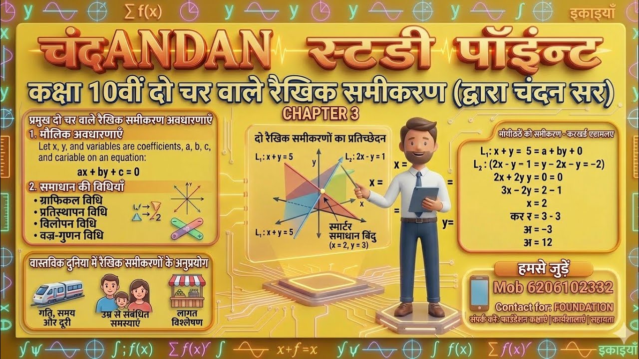 @do char wale raikhik samikaran class 10th विलोपन विधि 