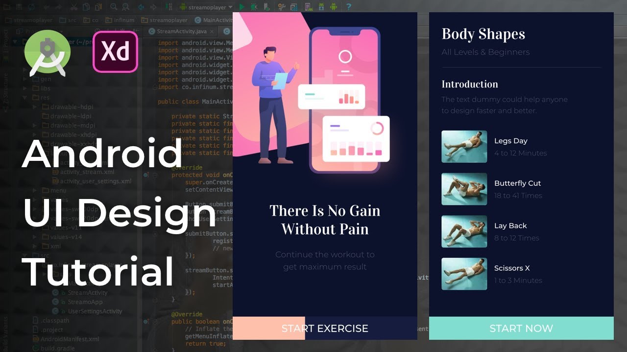 Fitness Details UI Design Animation Adobe Xd to Android Studio Tutorial