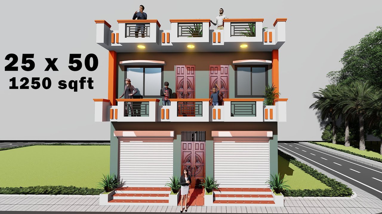 1250 sqft shop design , 25 by 50 dukan or makan ka naksha , 3D shop elevation , 25*50 house plan