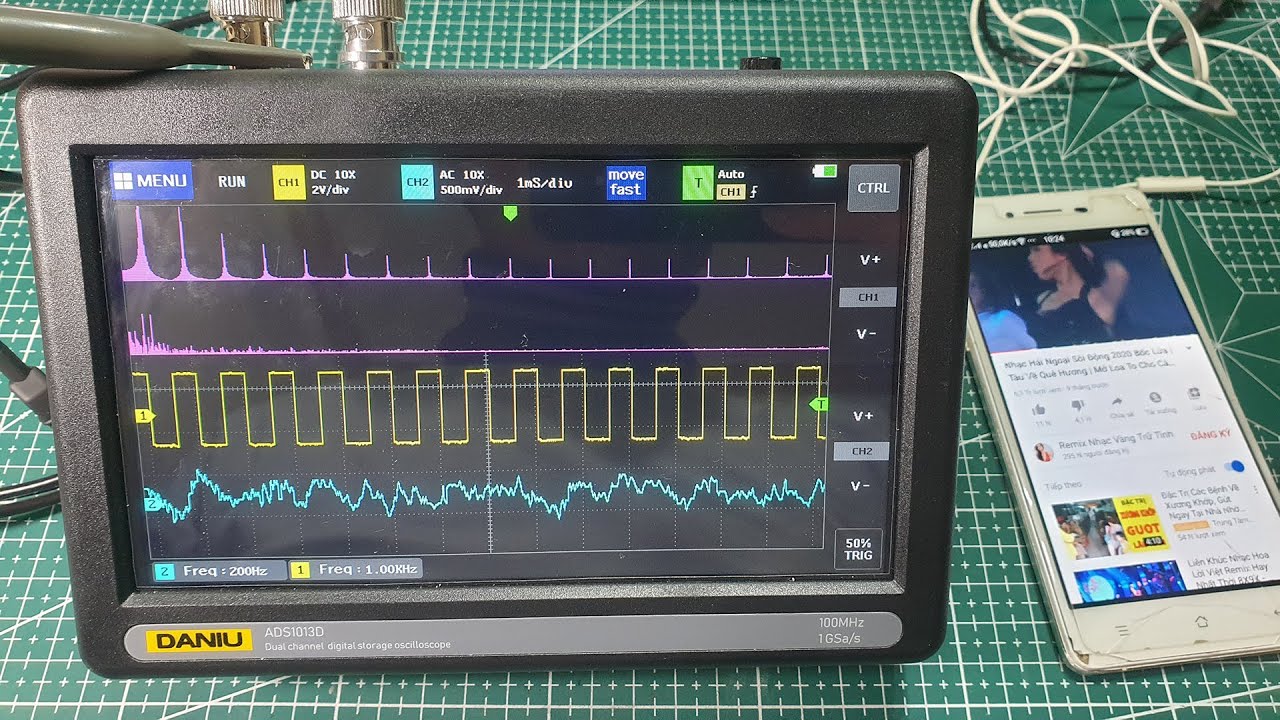Hướng dẫn chi tiết cách sử dụng máy hiện sóng OSCILLOSCOPE Daniu ADS1013D