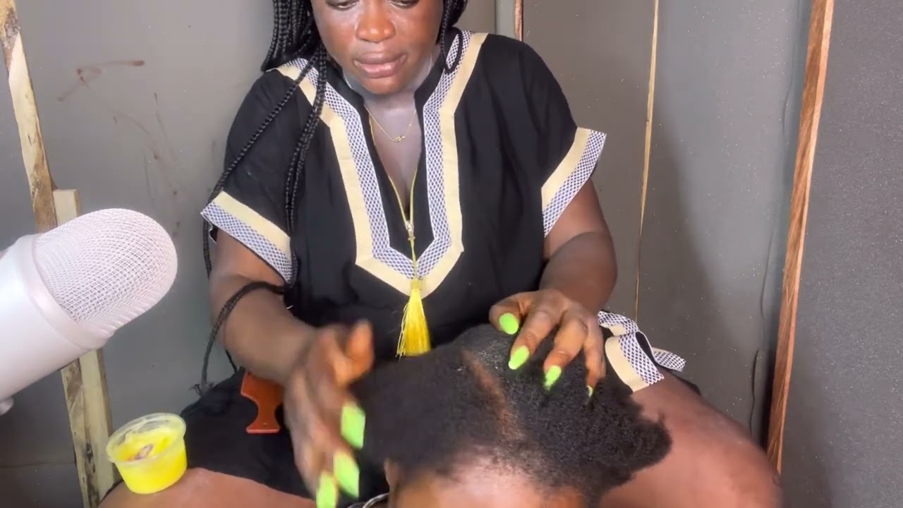 Asmr✨hair massage,finger nail scratches, gum cracking,Shea butter application with whispers UNEDITED