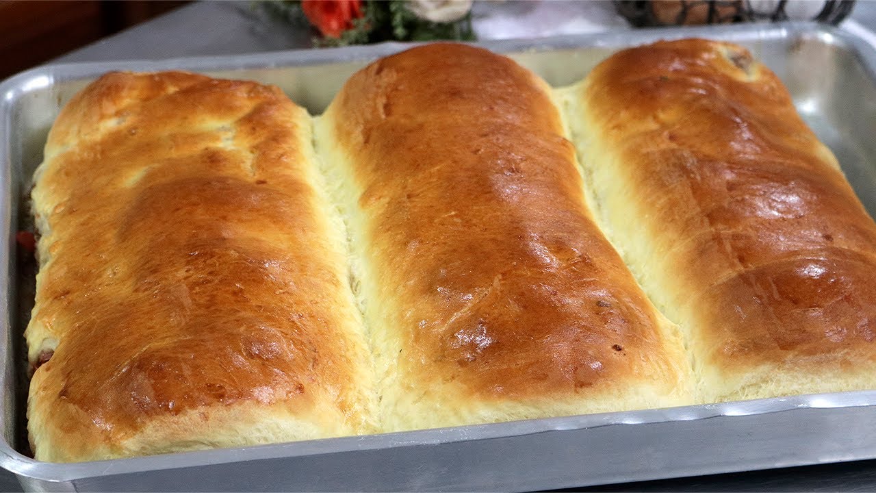 ROCAMBOLE SALGADO DE CARNE - PÃO CASEIRO FOFINHO RECHEADO