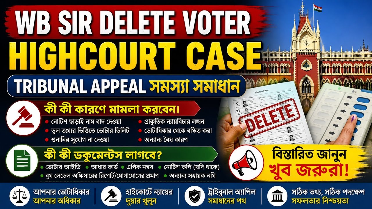 Delete Voter Highcourt মামলা প্রসেস|চারধরণের ভোটার সমস্যা|SIR Delete Voter Case|Delete Voter Appeal