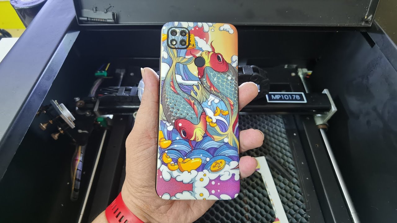 🤩Back Sticker Design👈🏻 #lasercut #custommade #mopro #koi Redmi 9C
