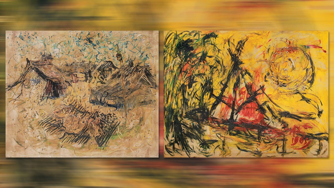 ART REVIEW: AFFANDI - Fish Drying, 1963 & Bamboo Bridge in Muntilan, 1985