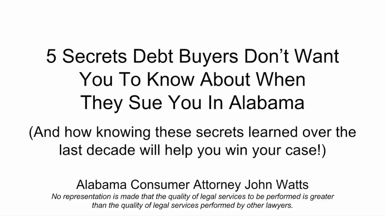 5 secrets debt buyers don't want you to know about when they sue you in Alabama