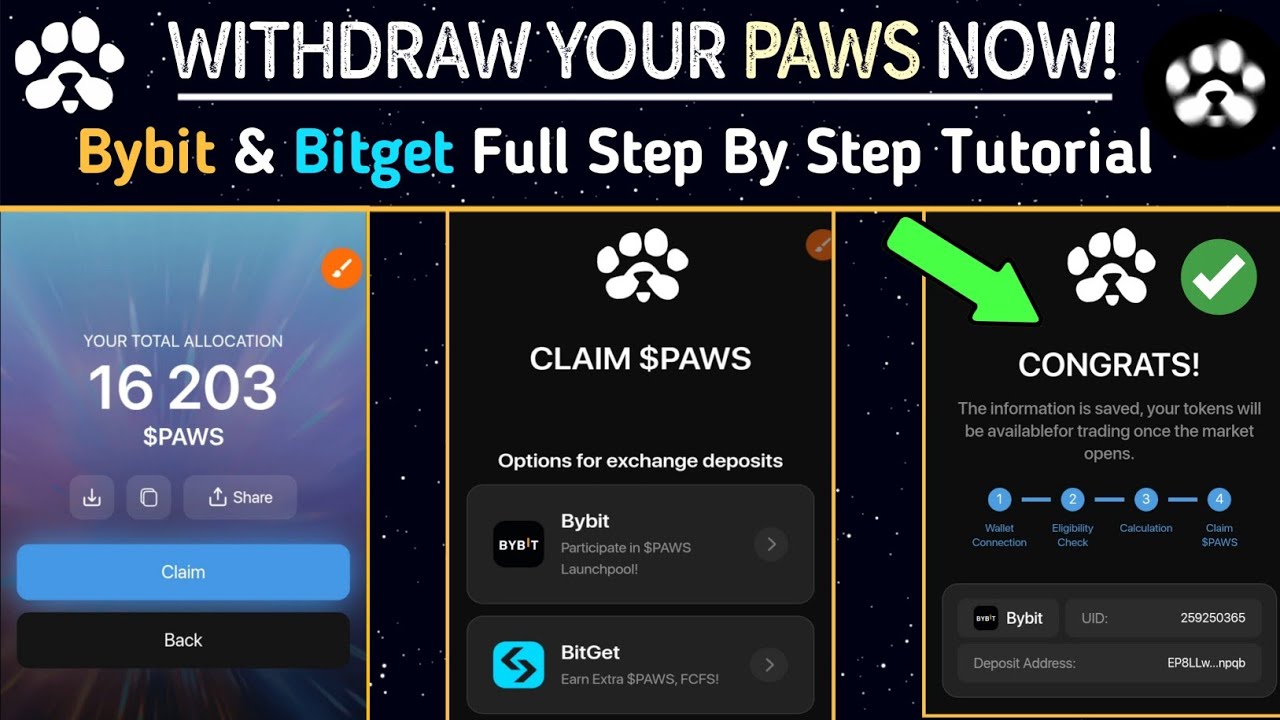 Paws Airdrop Withdrawal: Bybit & Bitget Tutorial | Step By Step Guide