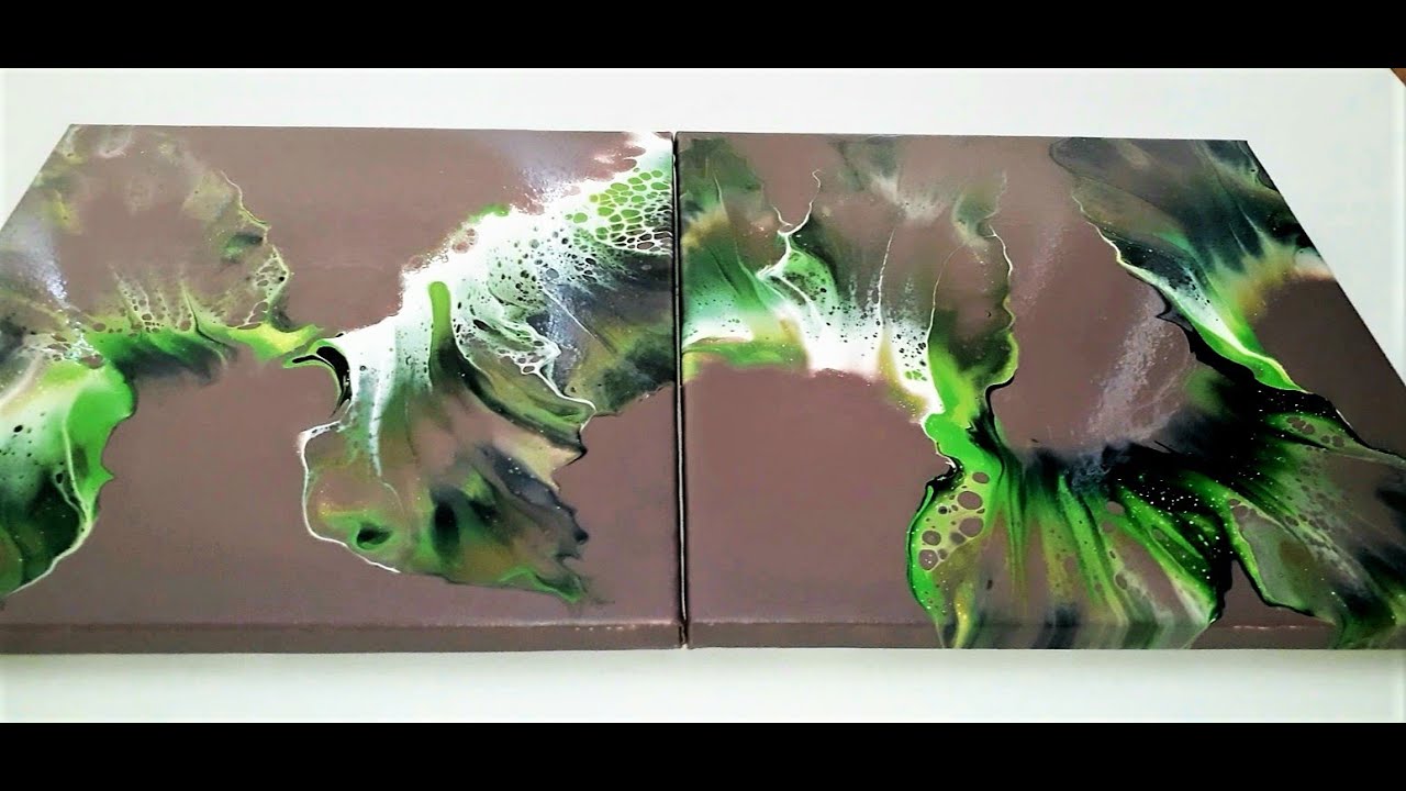 TWO CANVAS BLOWOUT - EARTHY TONES. HAIRDRYER HYBRID - PAINT BOMB... ACRYLIC FLUID POURING