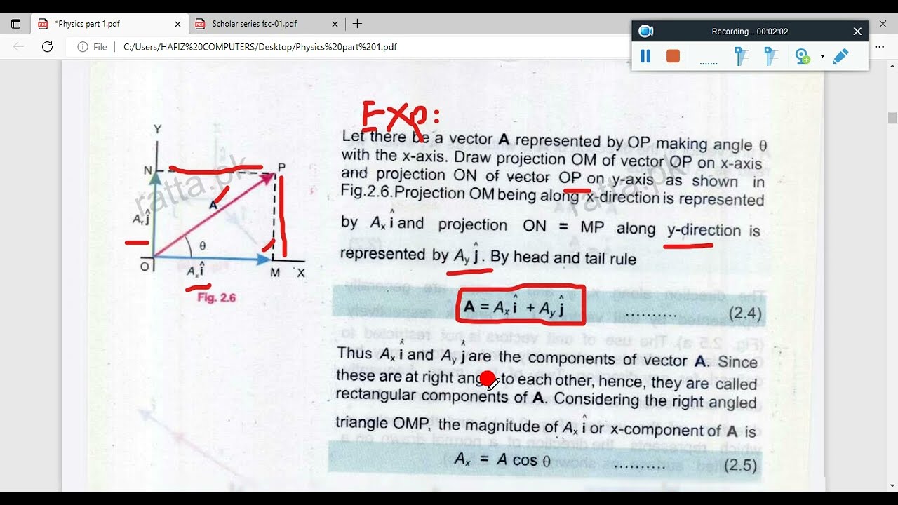 Rectangular components of vector|Vector from  components|Direction and Magnitude of Position vector