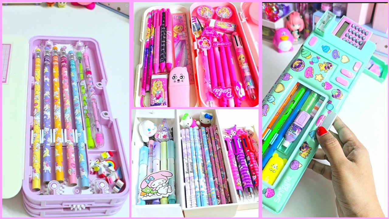 Filling my pencil box with cute stationery ✨️ 💕 lot of new stationery items 💜❤️🧡💛💗