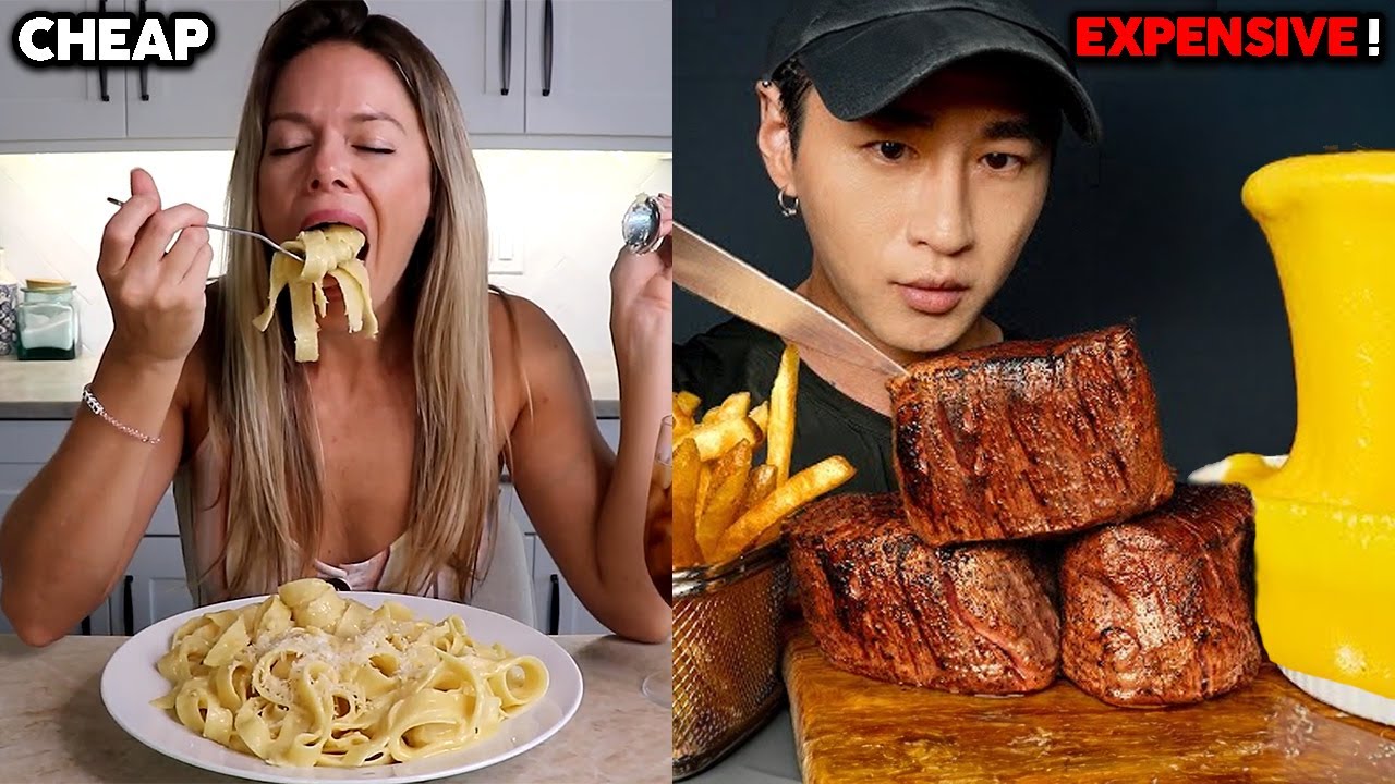 mukbangers eating CHEAP VS EXPENSIVE meals 😳