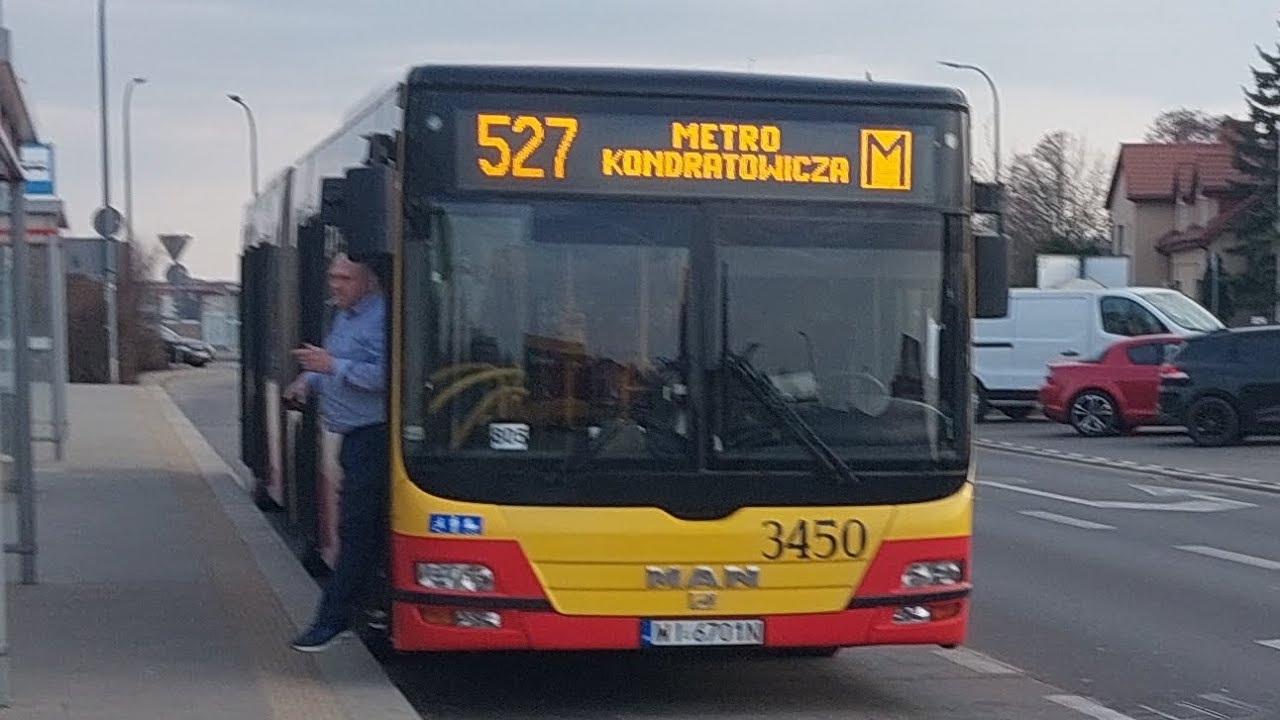 MZA Warszawa: MAN NG363 Lion's City G #3450 Linia 527 Cała trasa 