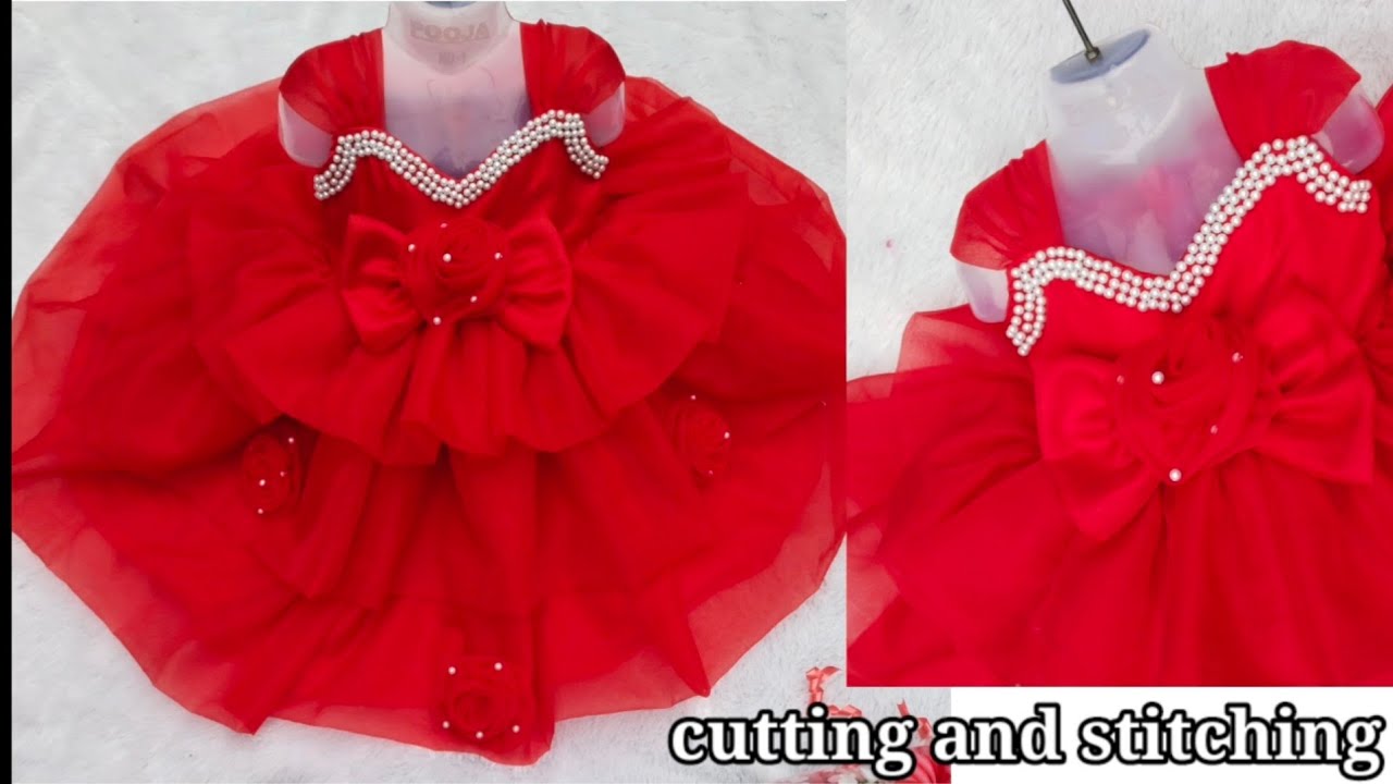 Ball gown cutting and stitching/Organza frock design/2yr baby frock/party wear