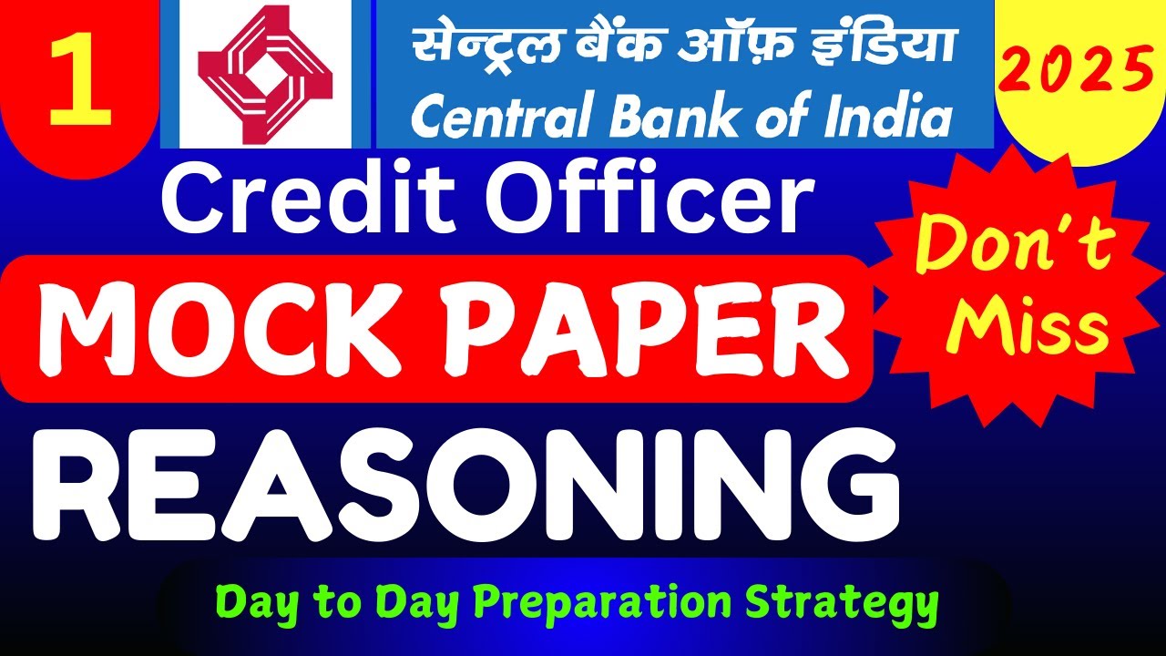 CBI Credit Officer Reasoning Mock Test | Central Bank of India Credit Officer Reasoning Mock Paper