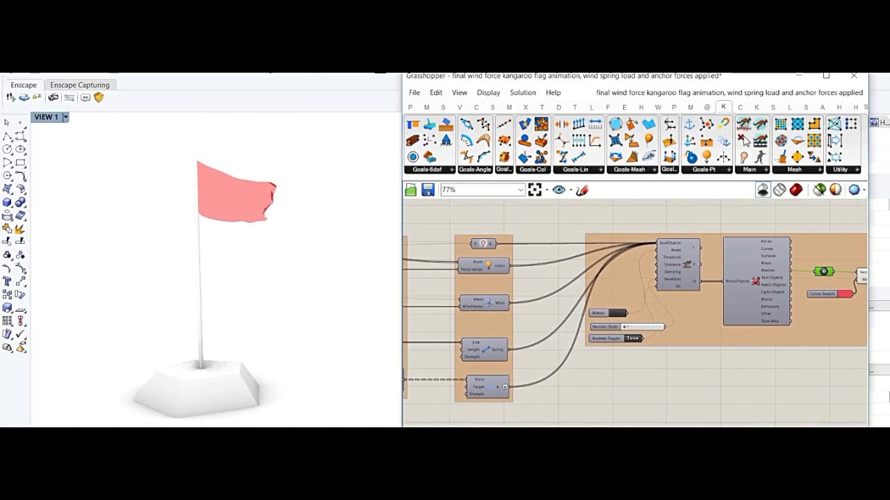 FLAG CLOTH SIMULATION KANGAROO 2- PARAMETRIC CURIOSITY