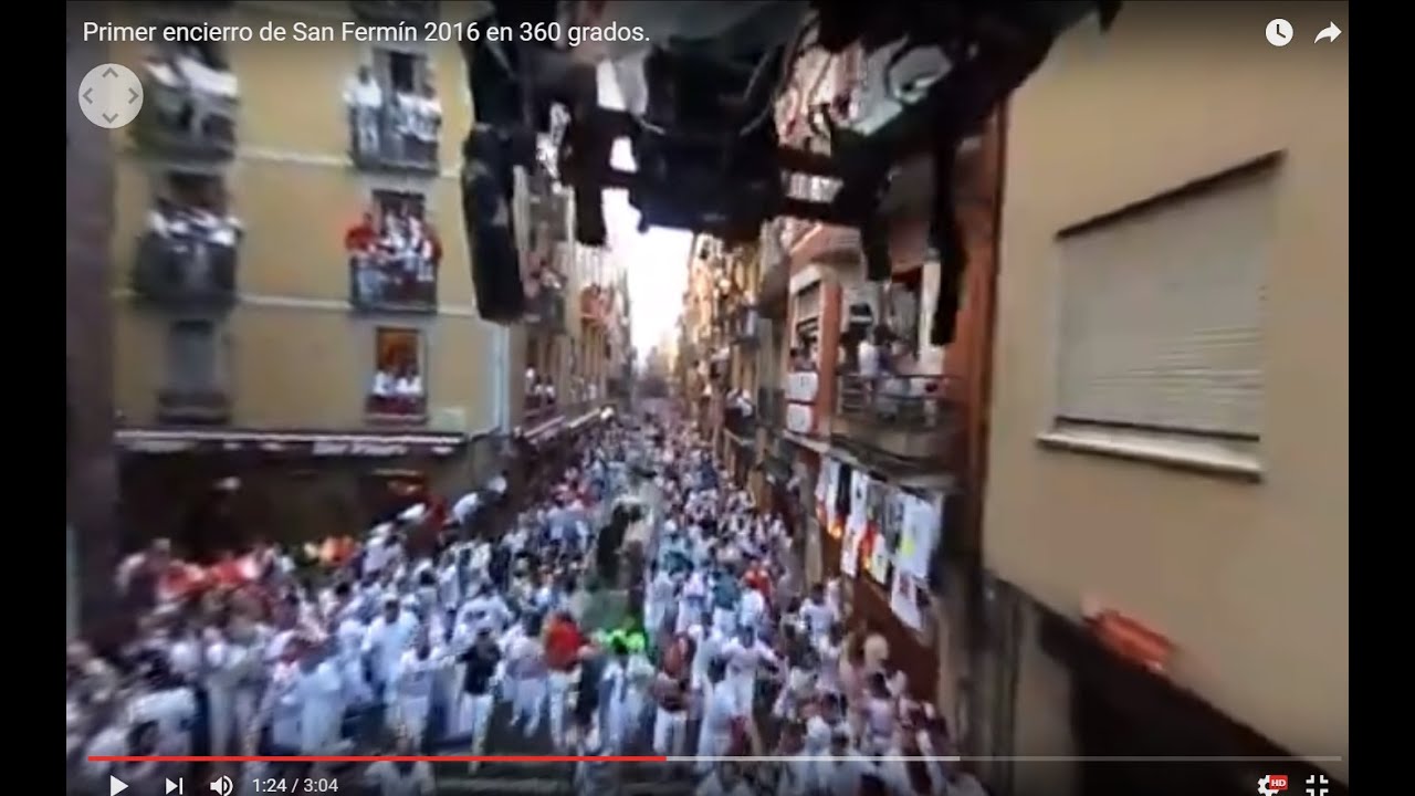 Primer encierro de San Fermín 2016, en 360 grados.