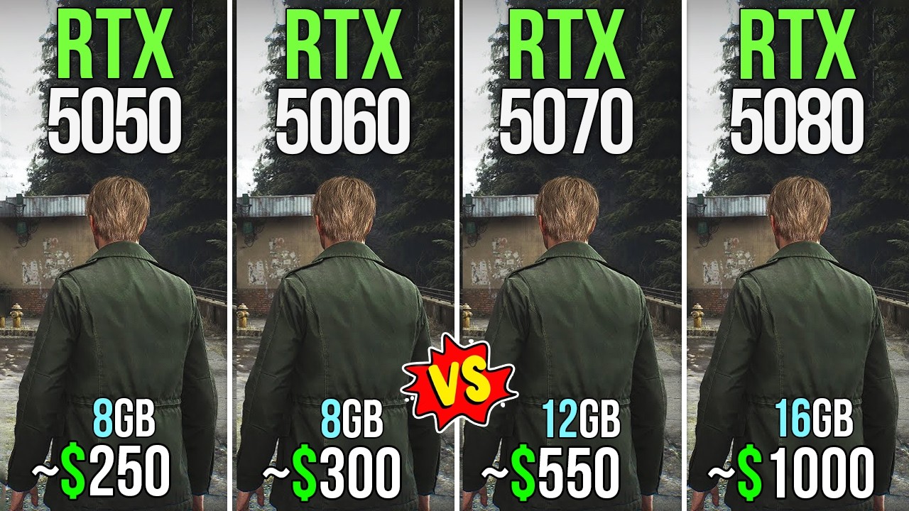 RTX 5050 vs RTX 5060 vs RTX 5070 vs RTX 5080 - Test in 20 Games | 1080p | 1440p | 4K