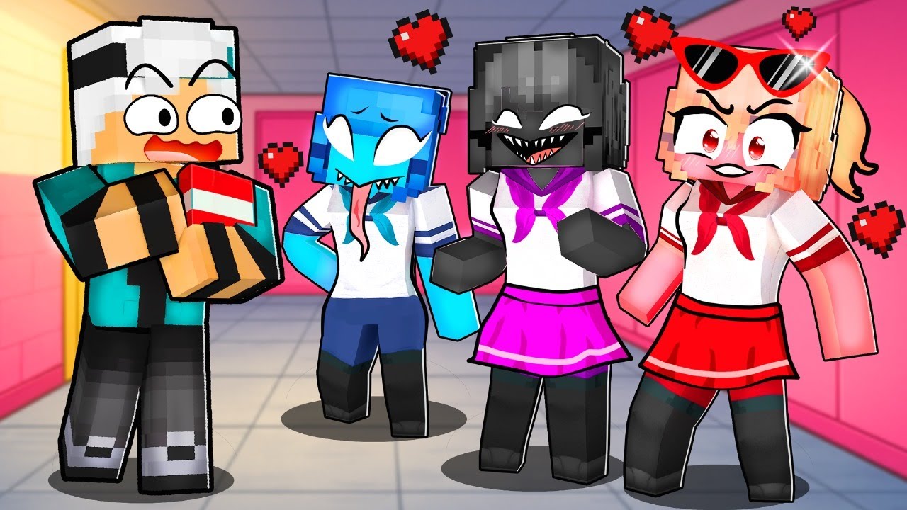 SOU O &Uacute;NICO MENINO na ESCOLA VENOM no Minecraft