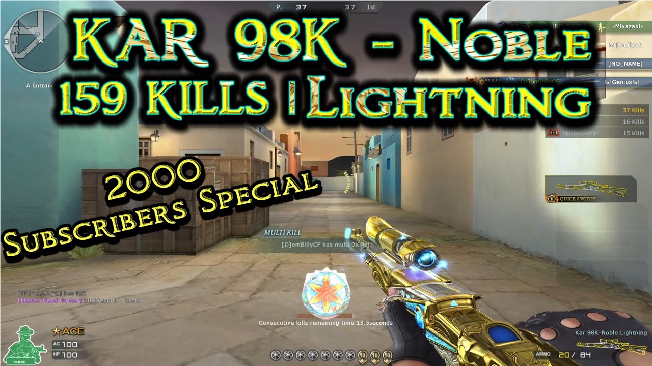 NEW KAR 98K - Noble Lightning | 159 Kills | Free For All | Crossfire West | 2000 Subscriber Giveaway
