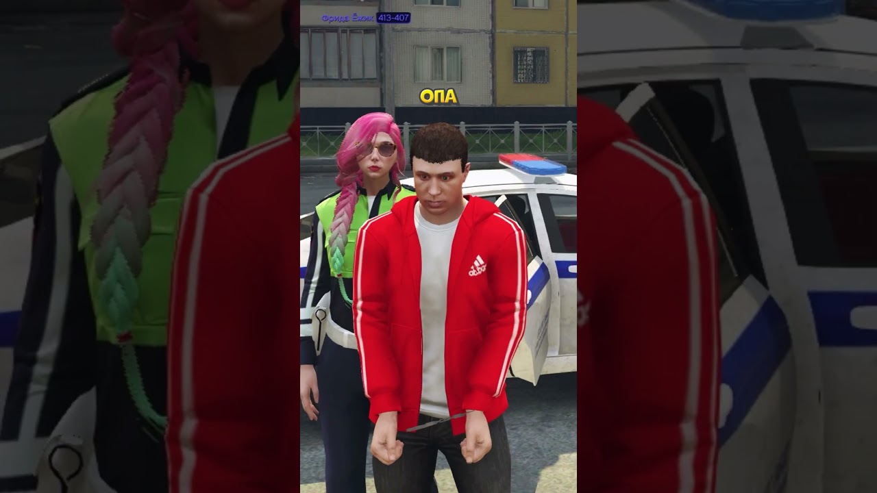 A traffic police girl stopped a VAZ 2114, but I caused snow in GTA 5 RP.