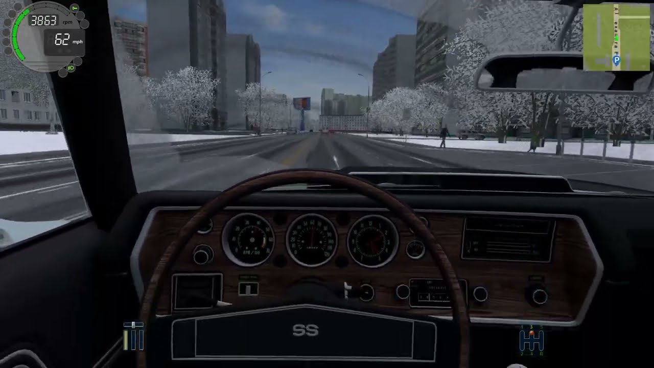 City Car Driving VR Gameplay driving on black ice
