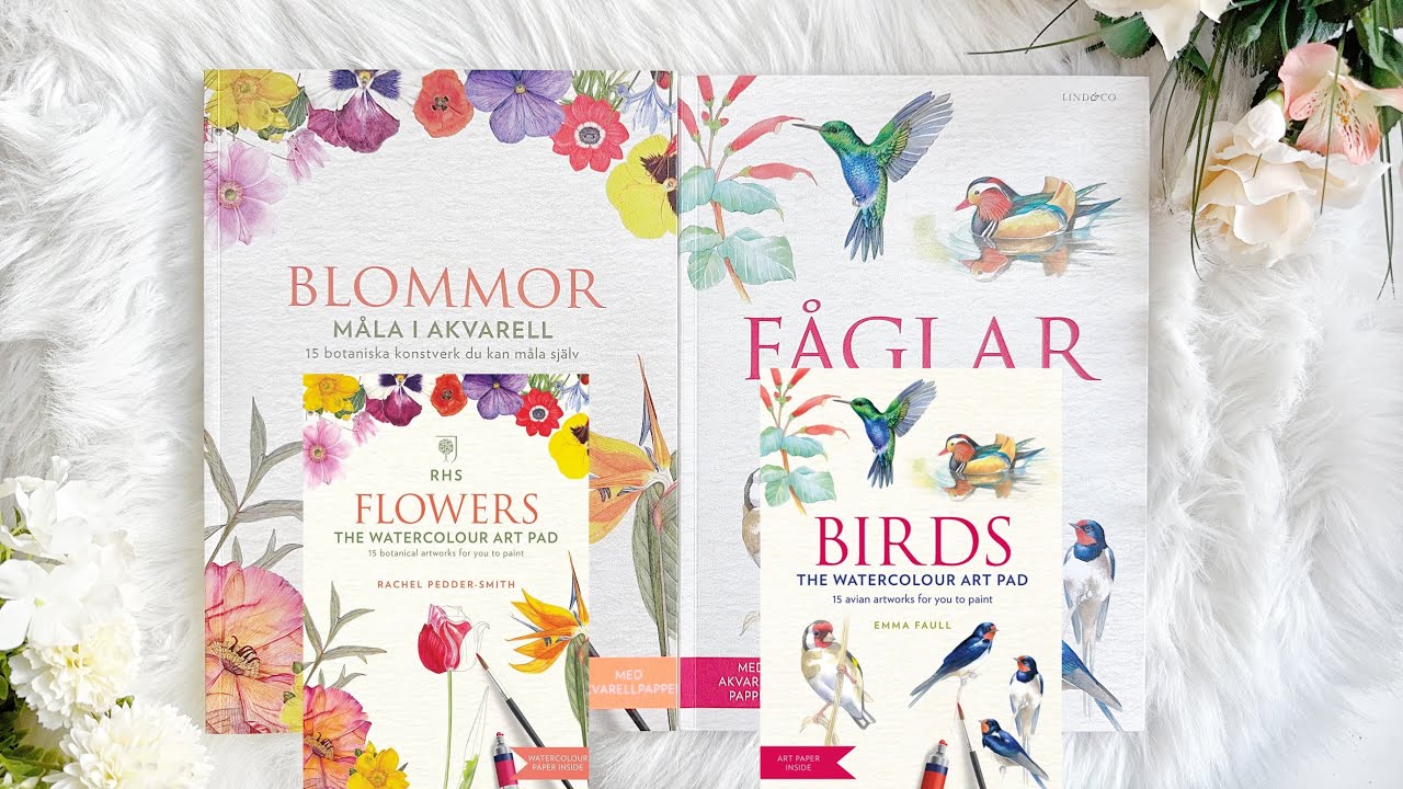 The Watercolour Art Pad Books on Birds & Flowers Flip Through (The Best Watercolor work books)  