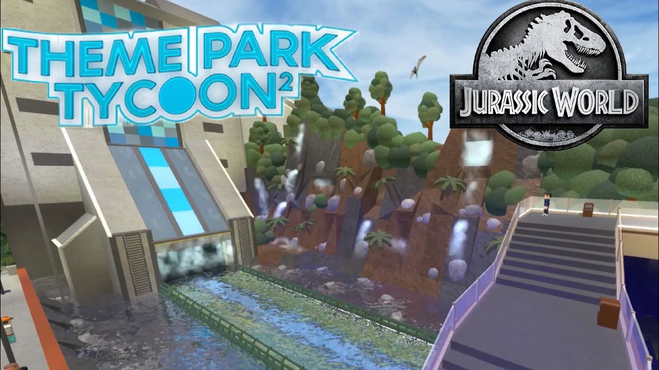 Jurassic World ride created in Roblox TPT2 Theme Park Tycoon 2