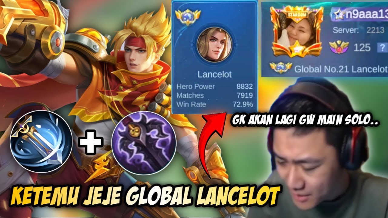 GILA 7900 MATCH! LAWAN JEJE TOP GLOBAL LANCELOT! JEJE PUN STRES KENA MENTAL MAIN SOLO RANK🤣 | MLBB