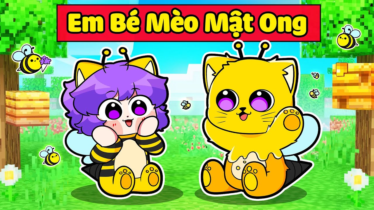 NABEE EM B&Eacute; M&Egrave;O MẬT ONG ĐƯỢC T&Ocirc; G&Agrave; NHẬN NU&Ocirc;I TRONG MINECRAFT*NABEE M&Egrave;O MẬT ONG 👶🐱🐝