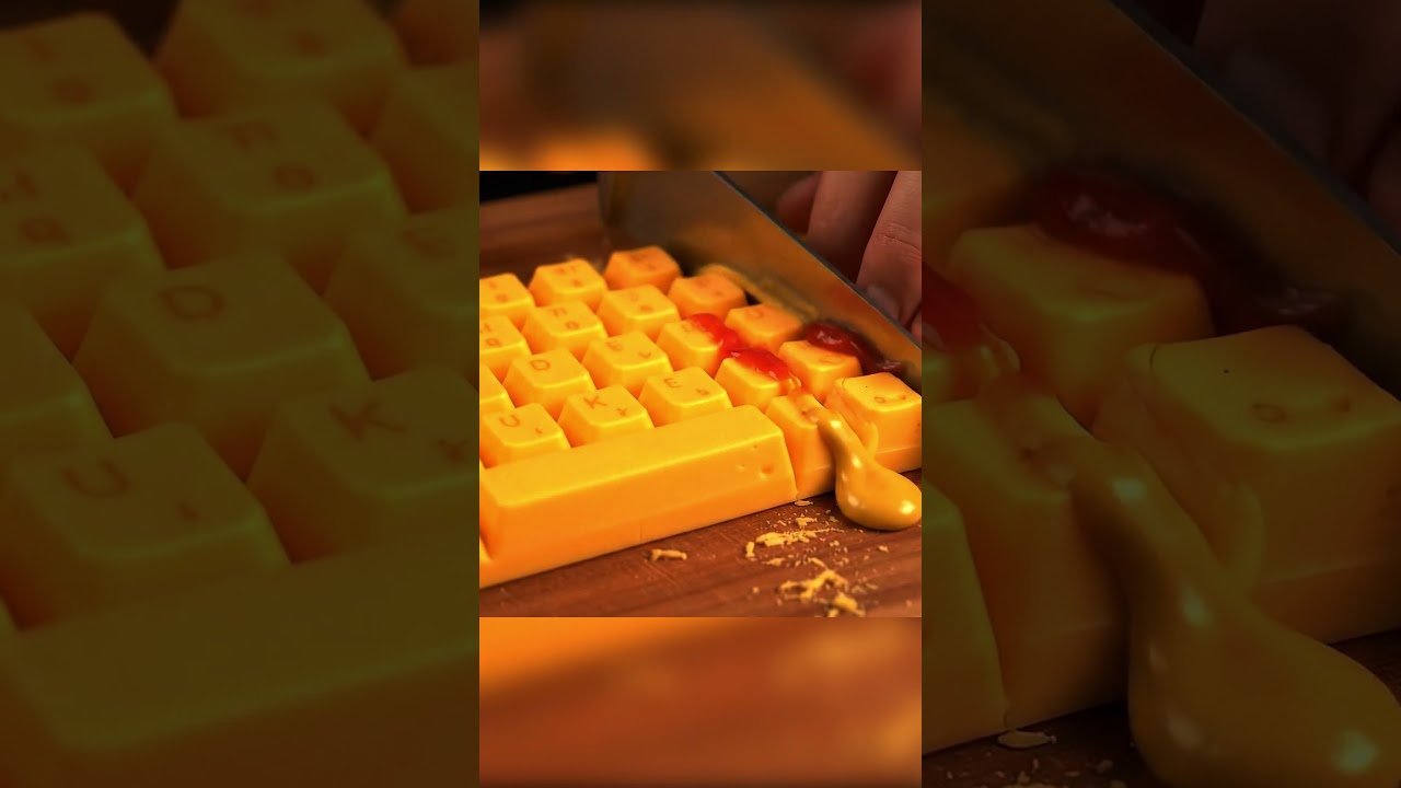 Satisfying Cheese Keyboard Cut ASMR | Oddly Crunchy #shorts