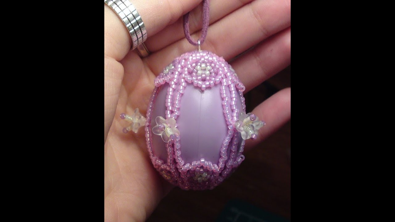 Beaded Easter egg with Crocus Flowers Beading Tutorial by HoneyBeads1 (Photo tutorial)