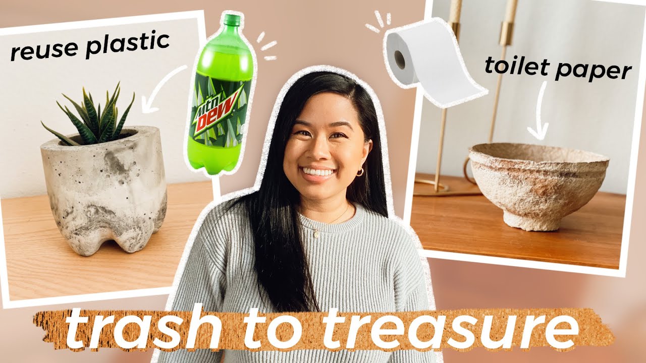 DIY-ING MY TRASH INTO HOME DECOR (FT. LETITIA KIU) | Marble Concrete Pot + Toilet Paper Mache Bowl
