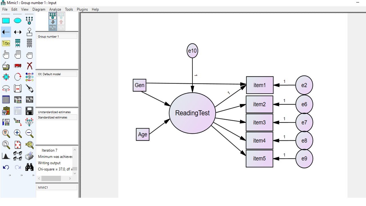 MIMIC structural equation modeling in AMOS | Multiple causes multiple indicators