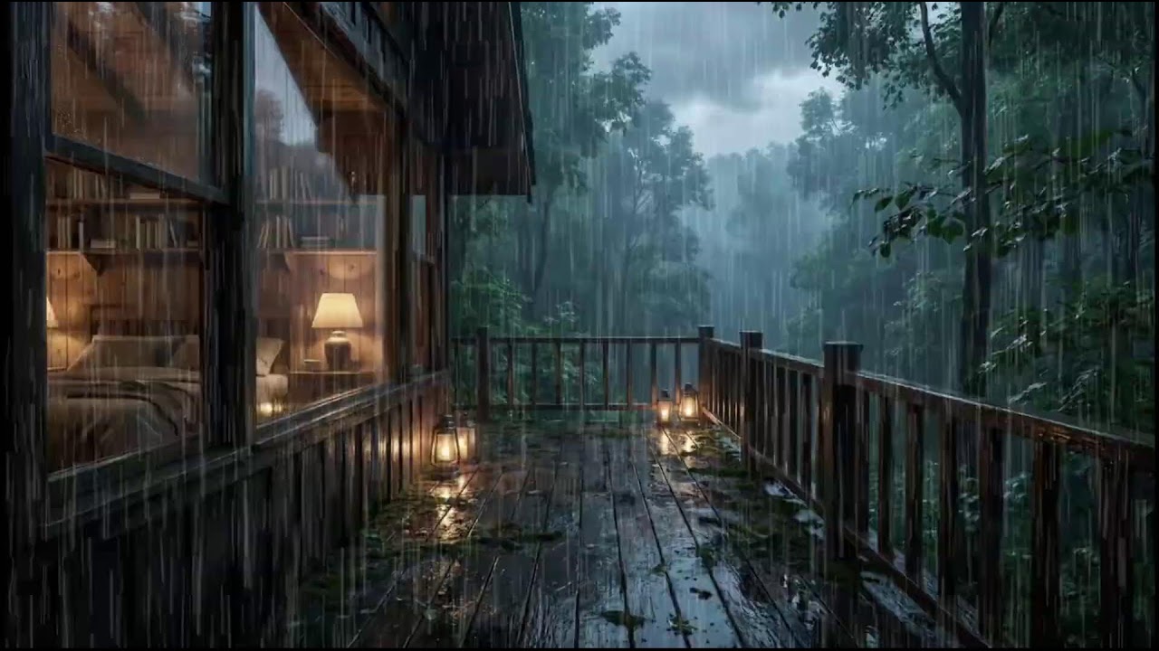 Relaxing Rain Ambience at a Forest Cabin 🌧 Soft Rain Sounds for Deep Sleep