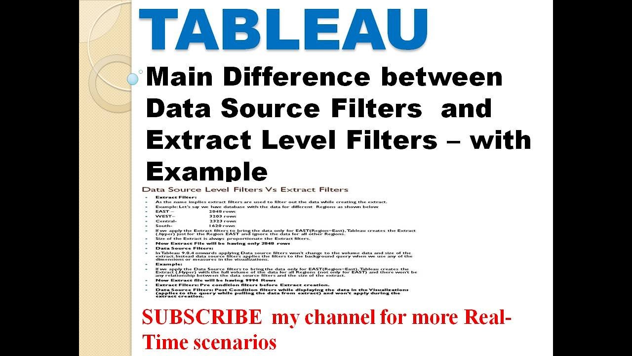 Data Source Filter  Vs Extract Level Filter