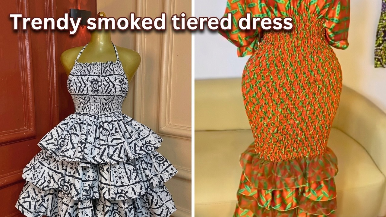 HOW TO CUT AND SEW SHIRRED / SMOKEY SIX TIERED LAYERED DRESS #fashion #tiered