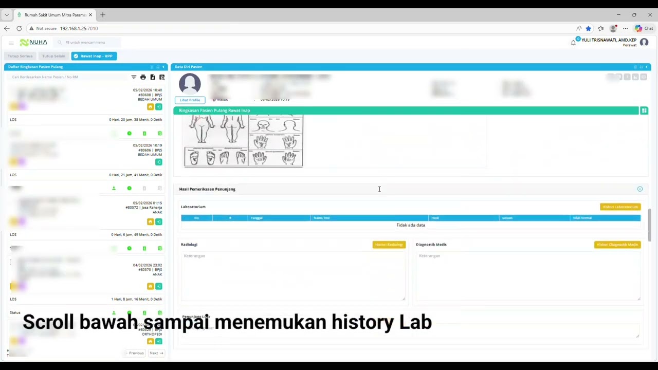 Tutorial History Lab Di Ringkasan Pasien Pulang