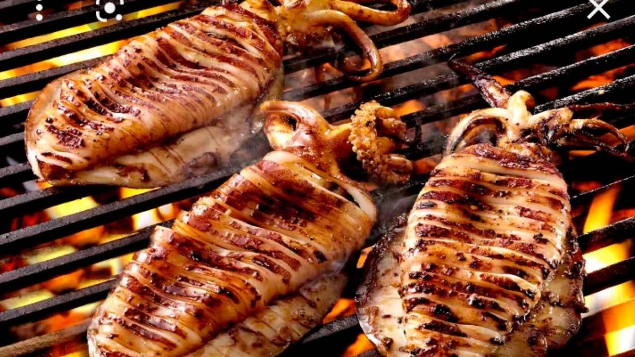 سبيط مشوى جريل -طريقه عمل كلمارى جريل وسر تتبيله #المطاعم #سبيط #seafood