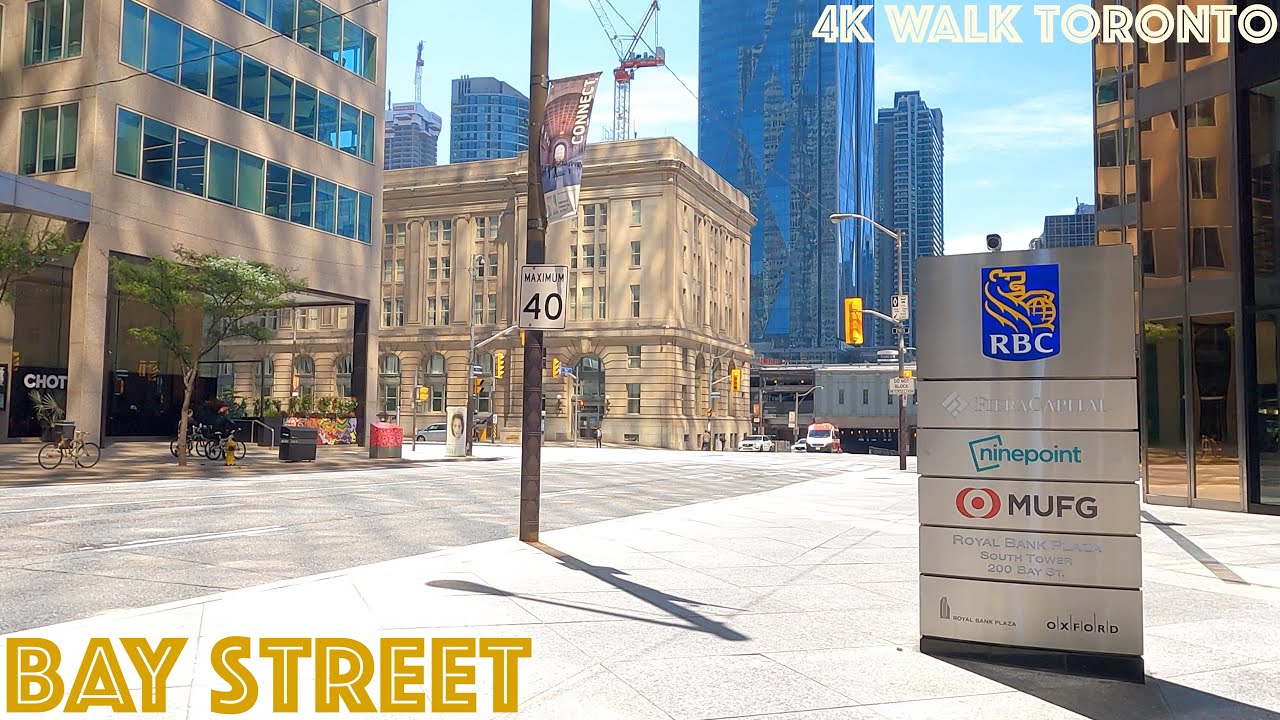 Bay Street - from Davenport Rd. to Jack Layton Ferry Terminal: 4K Slow Walk Downtown Toronto, Canada