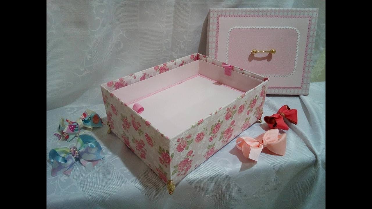 Diy -  CAIXA PORTA LAÇOS  LINDO  PARA MENINAS # 34 - Decoração By Rúbia Aguiar