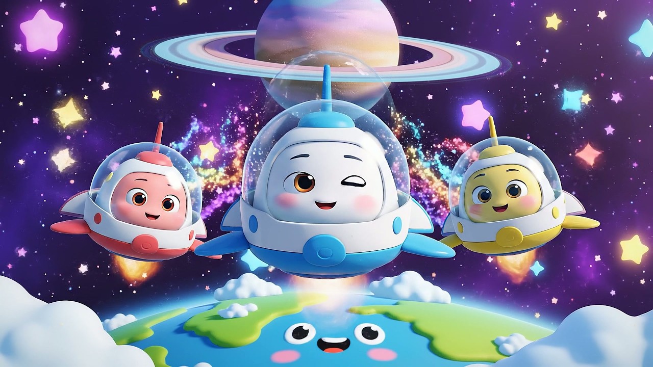 Tres Pequeños Transbordadores Espaciales | Canciones del Espacio y Planetas para Niños