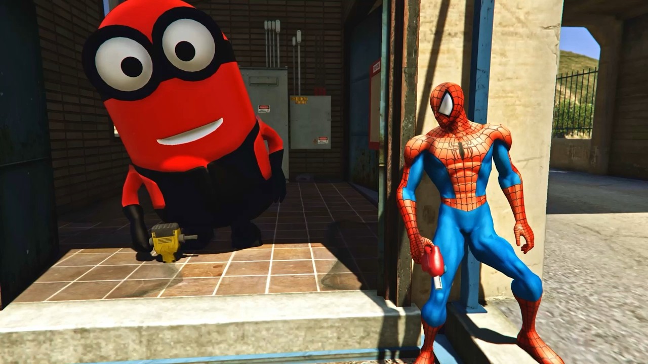 Spiderman vs Red Minion Funny Epic Ragdoll GTA 5 Eps.18