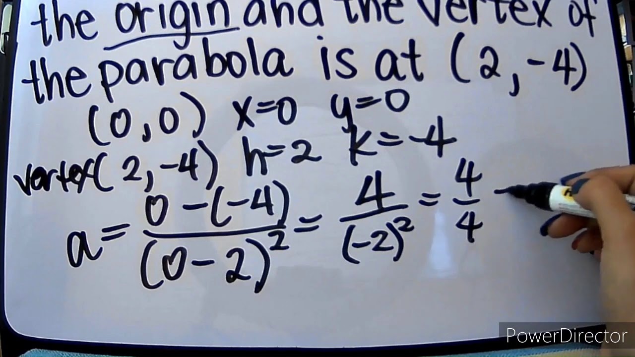 Deriving Quadratic Function given vertex and a point tutorial