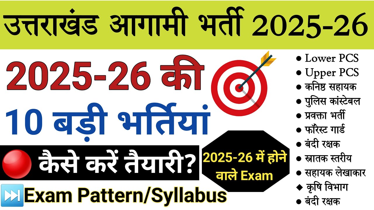 उत्तराखंड आगामी भर्तियाँ व Exam 2025-26 | Uttarakhand upcoming vacancy 2025-26 | uttarakhand job