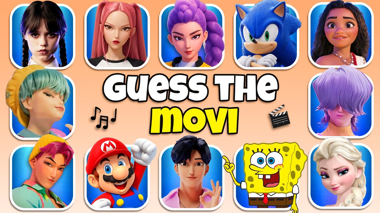 🎬🍿Guess the character, guess the movie through the song | Sonic, Elsa, Wednesday, Squid Game