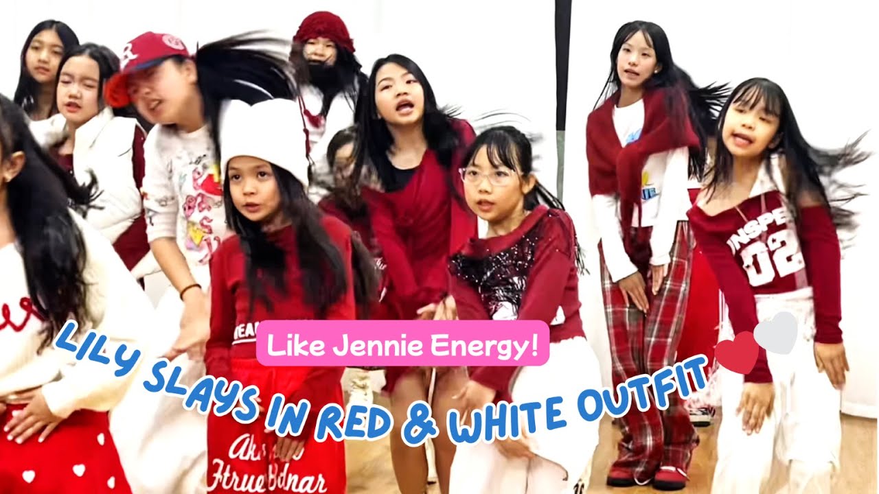 🔥 Like Jennie Energy! Lily Slays in Red & White Outfit ❤️🤍