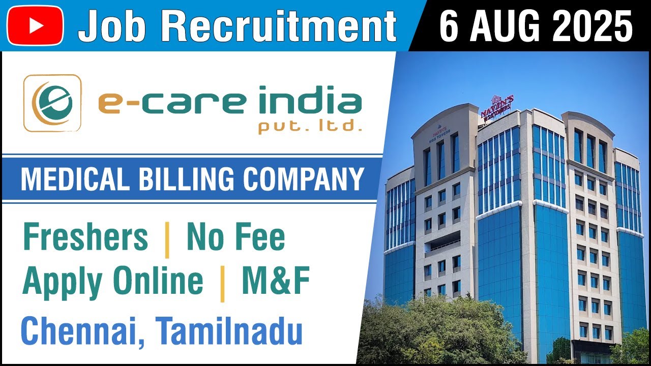 JOB | eCare India - Medical Billing Company | 6 AUG 2025 | UG Degree | Job Vacancy | in Tamil